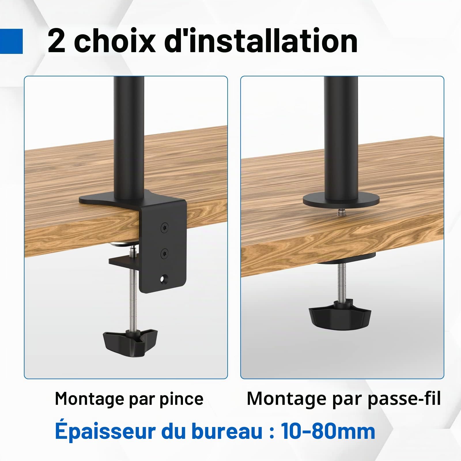 Bras Ecran PC VESA 75x75-100x100 mm GRIFEMA GB2001-1 Rotation 360° Inclinaison ±90° Réglable Hauteur 10 kg Noir