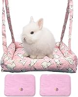 Vista 8 de Hamaca de conejo, columpio para animales pequeños, hamaca colgante con 2 almohadillas, hamaca para mascotas, columpio para conejos, cobayas