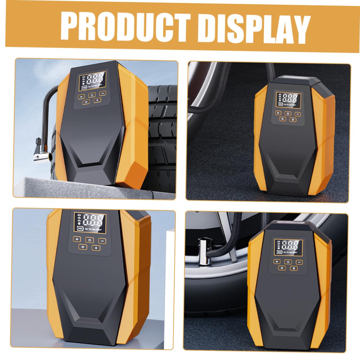 Vaguelly Pompa Elettrica Auto Portatile Manometro Digitale e Funzione Auto-Stop per Pneumatici Veicoli e Moto
