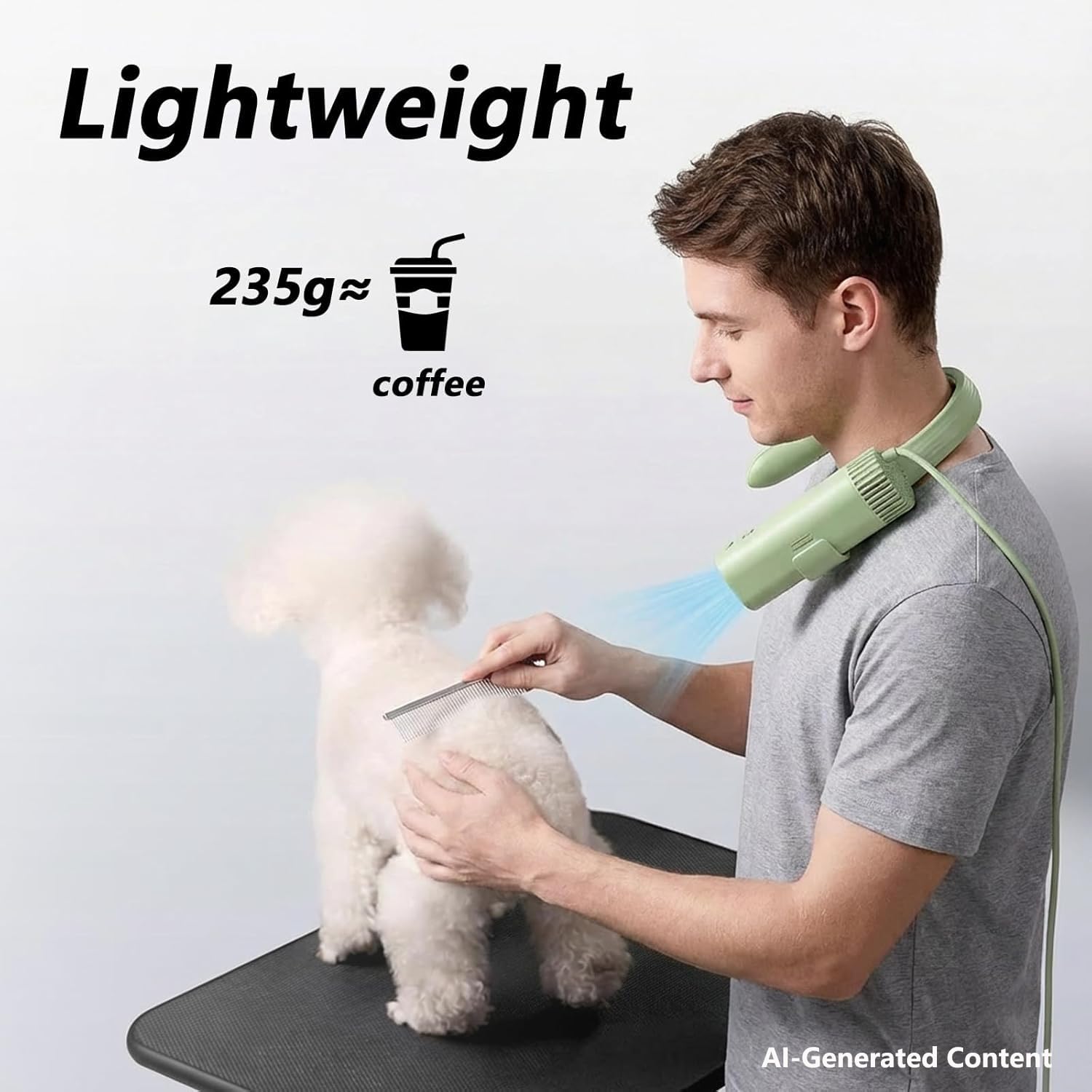 Hands-Free Pet Hair Dryer with Low Noise High Speed 1400W Brushless Motor 80m/s Airflow Speed 40dB Volume for Pet Pet