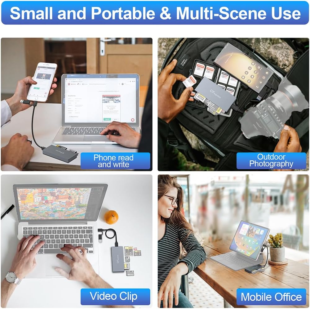 JMT USB 3.2 Gen 2 CFexpress Card Reader 10Gbps TypeB/CF/SD/TF/MS/XD/USB Memory Card Hub for Laptop Accessories (CR353B 6 in 1)