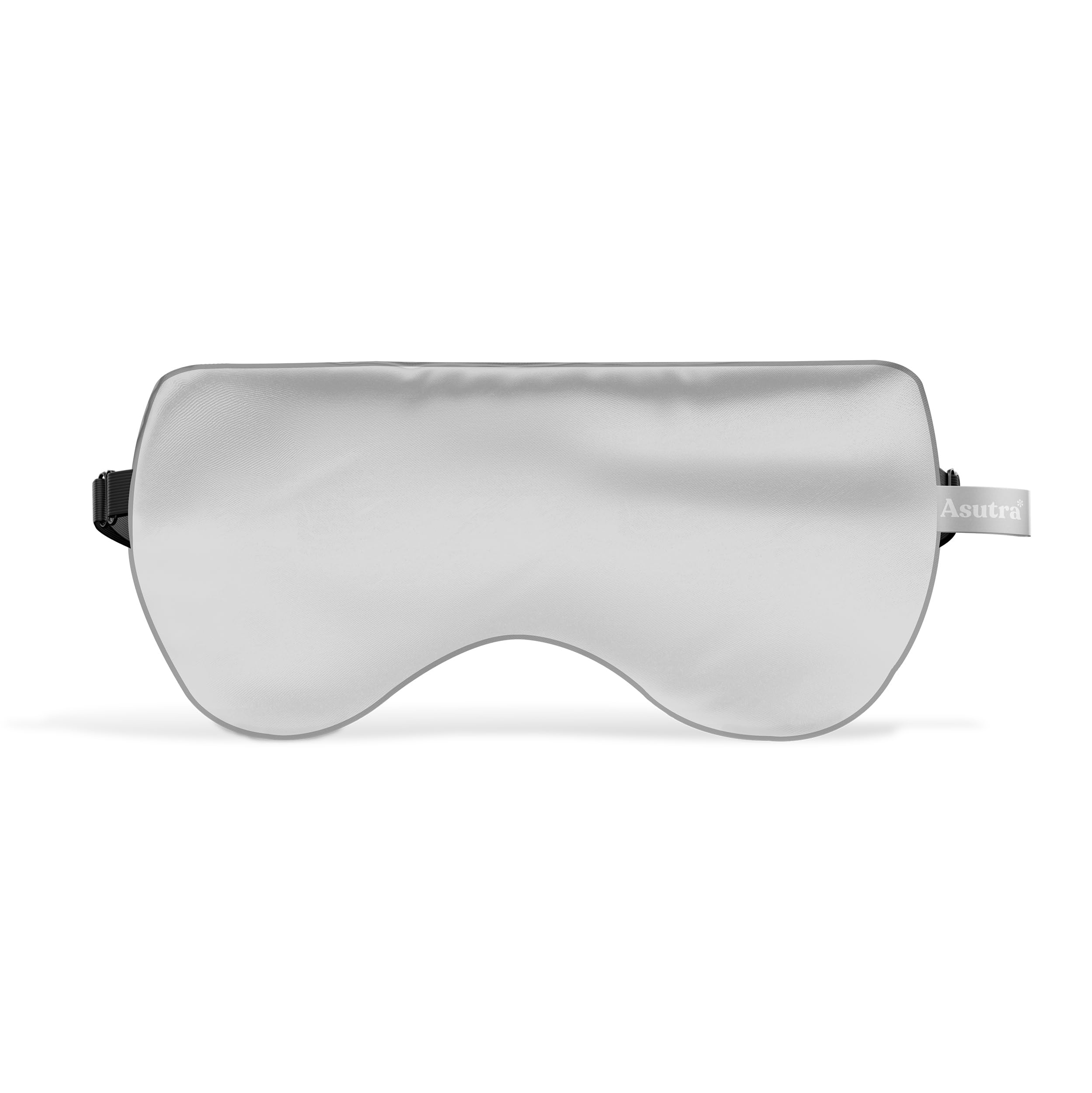 ASUTRA Silk Eye Pillow for Sleep, Silver - Filled w/Lavender Buds & Flax Seeds, Weighted Eye Mask, Meditation & Light Blocking Blindfold, Cooling Gel Mask Included
