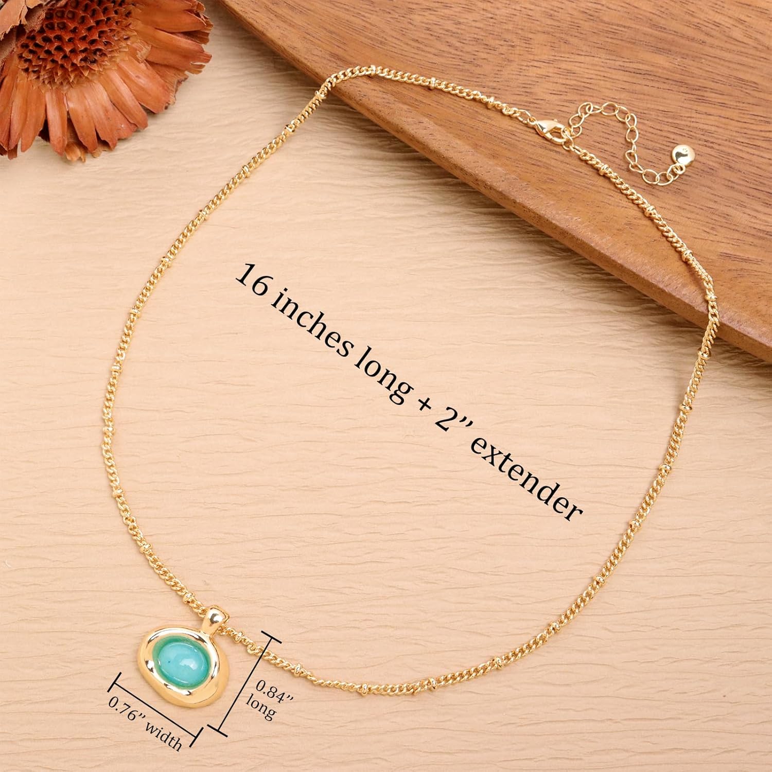 Jean Beau Gold Stone Pendant Necklaces for Women, Chunky Gemstone Dangle Necklace Wedding Prom Fashion Jewelry Gift - Image 3