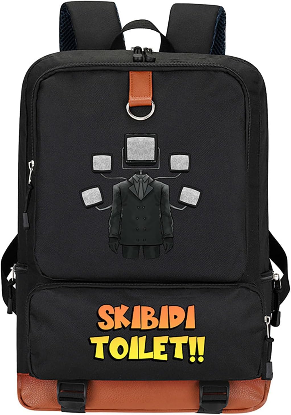 トイレマン テレビマンプリントバックパック 学生スクールバッグ、大容量バックパック、トラベルバックパック