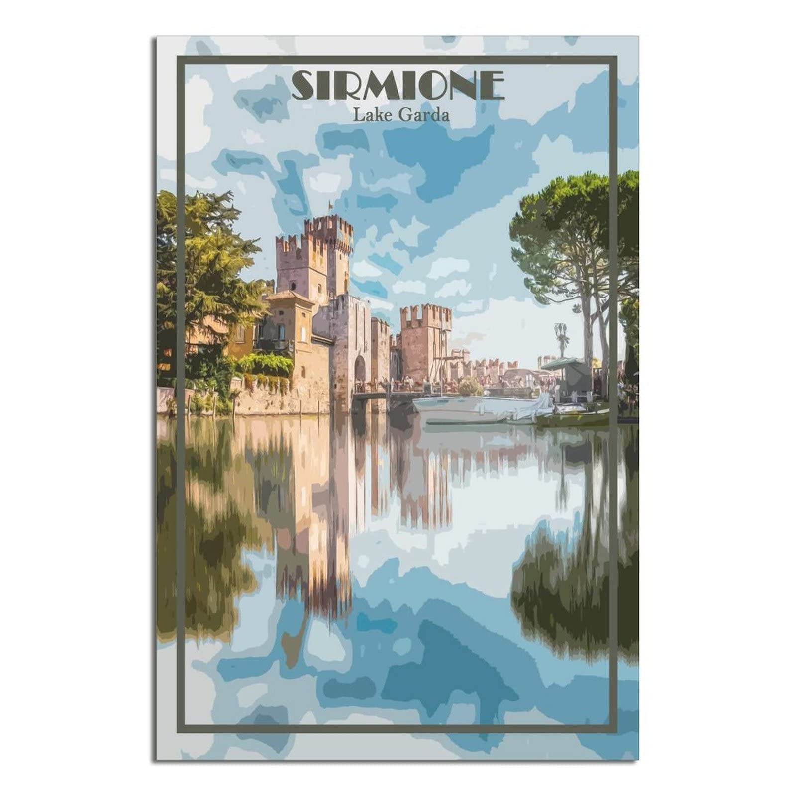 UEJD Sirmione Lake Garda Italy Vintage Travel Poster Decorative Posters Modern Bedroom Canvas Art Poster Picture Painting Posters Wall Decor Art Gift