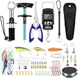Sosation 134 Pcs Fishing Tool Kit Fishing Gear and Equipment for Men Adults Family Pliers Kit, Hook Remover Tool, Lip Gripper Set, Lures Baits Tackle Accessories Gifts for Father
