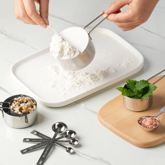 10-Piece Stainless Steel Measuring Cups and Spoons Set for Home Baking Essentials, Dishwasher Safe Kitchen Tools miniatura 2