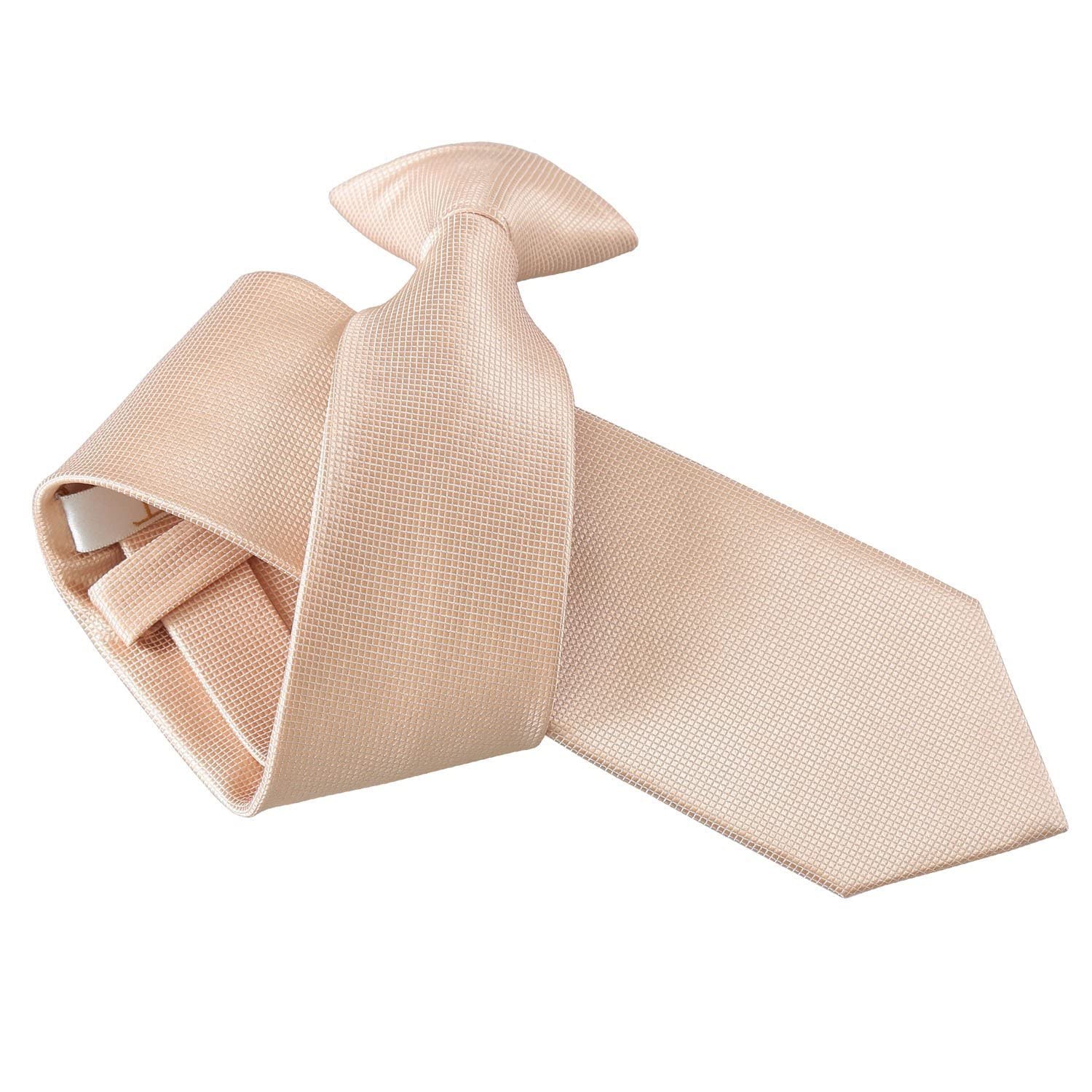 Dqt Men's Champagne Check Pattern Clip-On Tie – Pre-Tied Necktie For Wedding, Business & Formal Wear, Easy Fasten