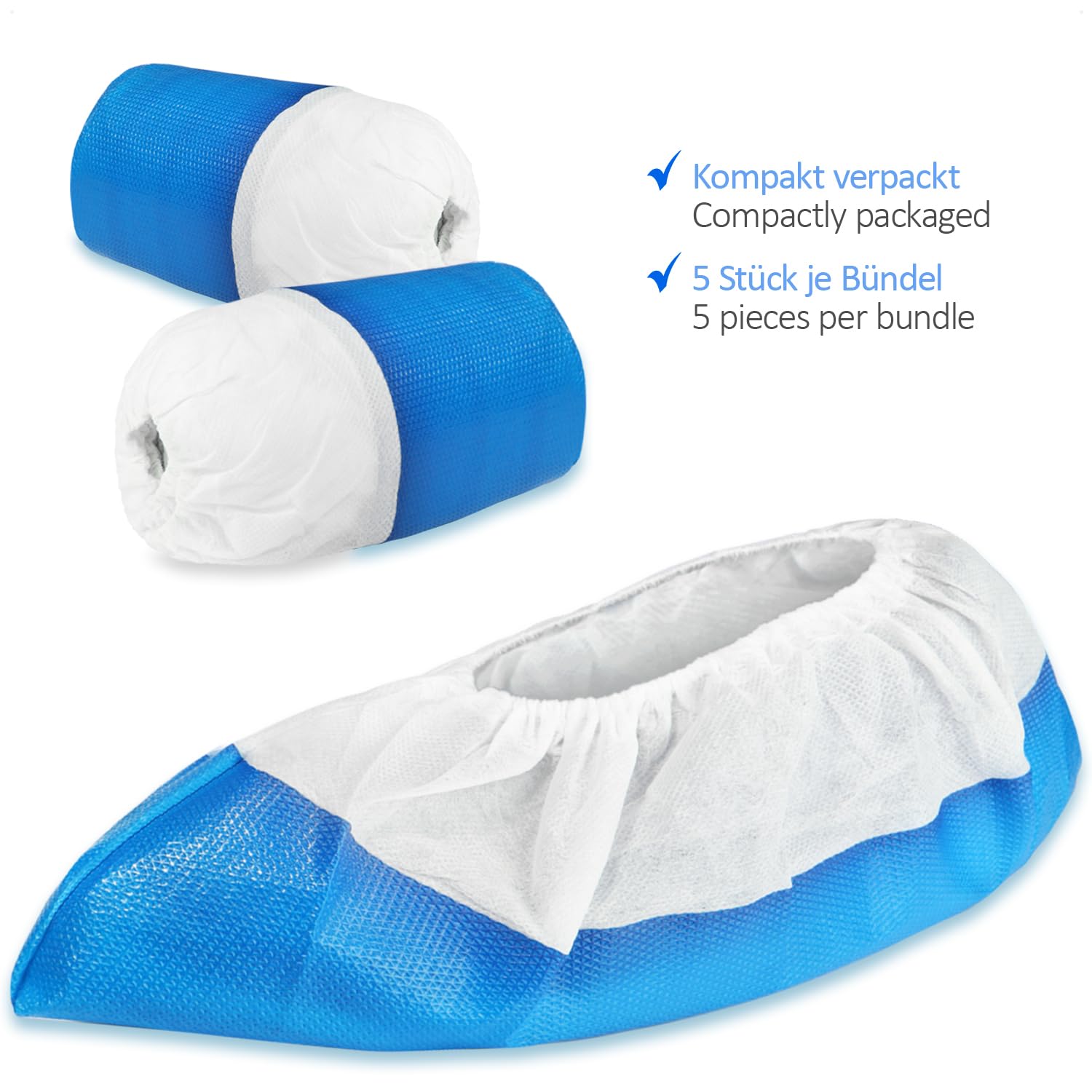 com-four® 150x Premium Mehrweg Überziehschuhe 11,9g je Überzieher - Plastik Schuhüberzieher mit Antirutsch-Sohle - Mehrweg-Schuh extra stark und wasserdicht - Überschuhe in Einheitsgröße