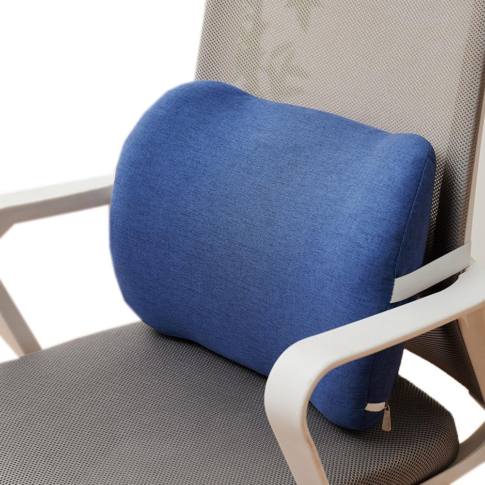 Tingting's Dream Linen Lumbar Support Pillow Office Chair Waist Cushion Sponge Soft Rest Chair Back Cushions Reading Chairs Back Pillow (Royal Blue, 45×25×15CM/17.7"×9.84"×5.91")