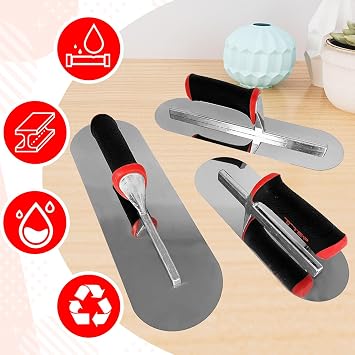 3 Pack Pool Trowels, 0.7mm Thickness Stainless Steel Concrete Tools Set (16”x5 & 14x4 & 11x4), Flat Finishing Cement Drywall Plastering Masonry Construction Hand Kit