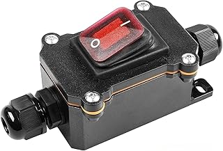 IP66 Waterproof Inline Cord Switch DPST 12V-24V/110V-250V| AC/DC Rocker Switch| On Off Outdoor Toggle Switch with Red LED & Two-Side Entry