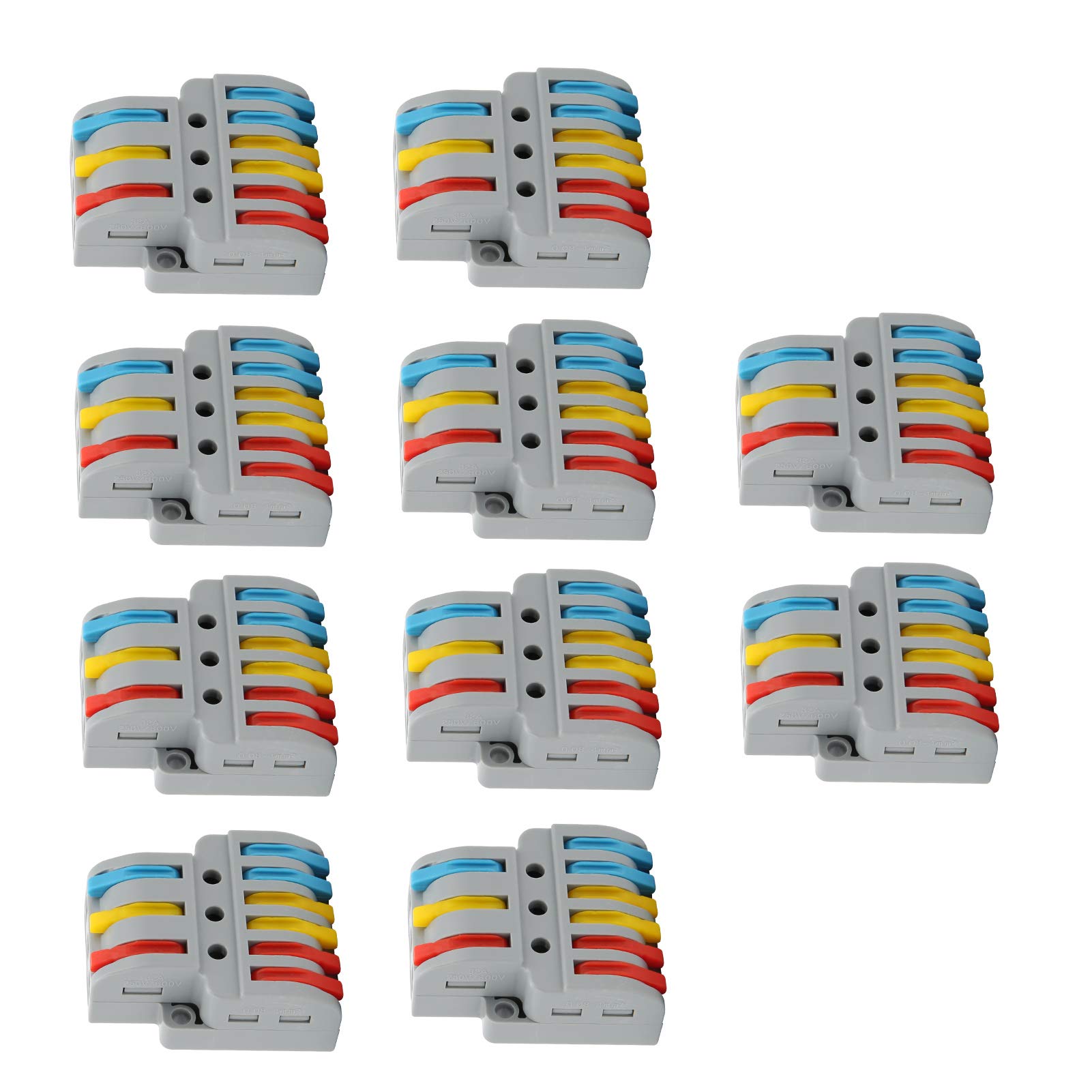 Connecteur de fil rapide 10 pièces, 3 entrées et 6 sorties Connecteurs électriques de câblage rapide couleur LT-633 Borne à pince de bloc de fils