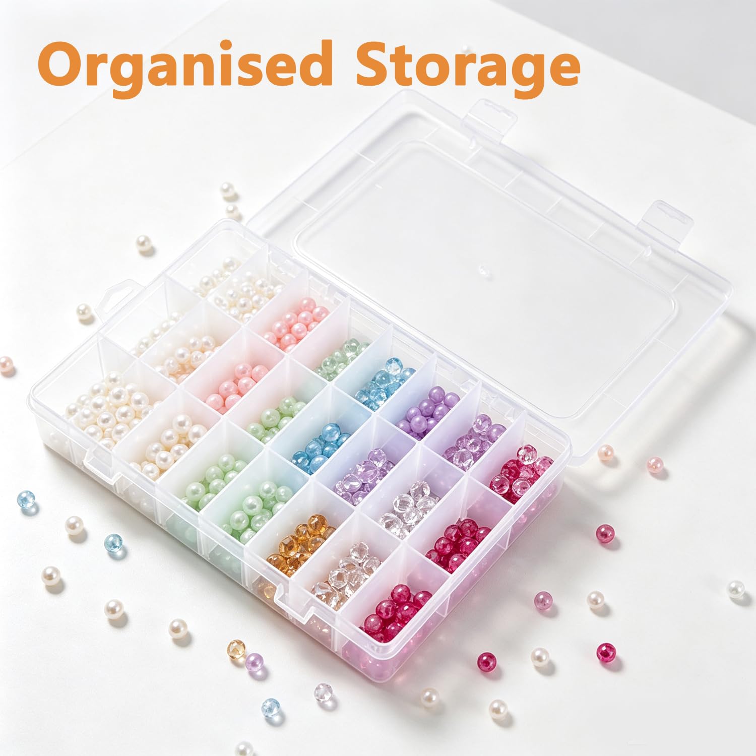 Scatole portaoggetti per piccoli oggetti, scatole trasparenti in plastica con divisori regolabili, scatole portaoggetti in plastica per perline, artigianato, gioielli, 4 pezzi