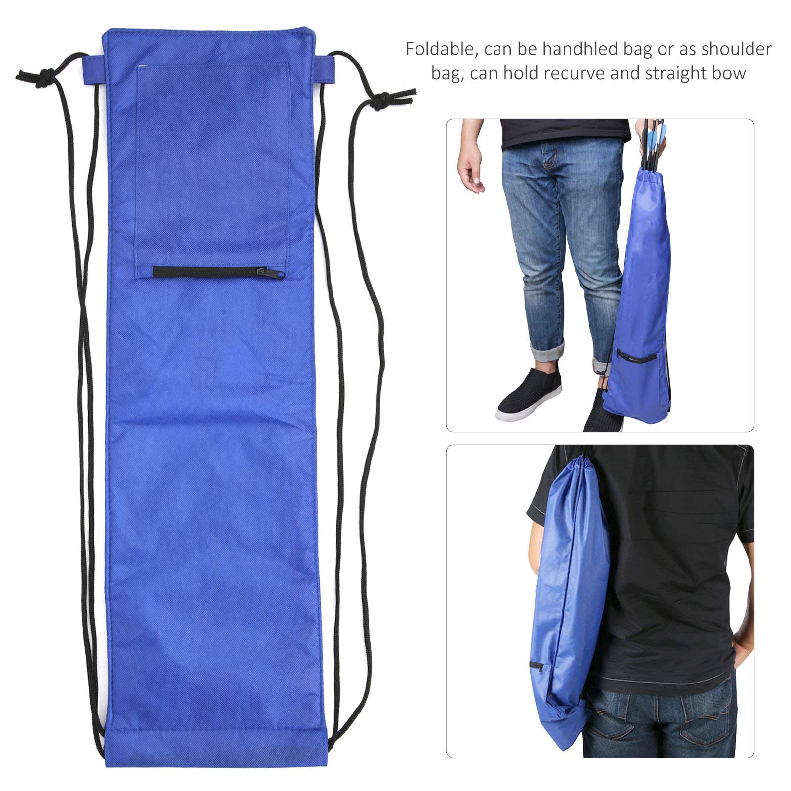 Borsa Per Arco Ricurvo Regolabile - Custodia Pieghevole Per Frecce Con Faretra, Gancio E Maniglia (Blu)