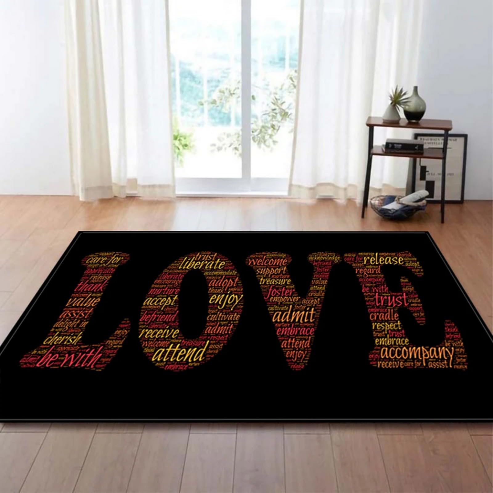 Tapis de salon papillon et fleurs contemporain en polypropylène doux 120x160 cm