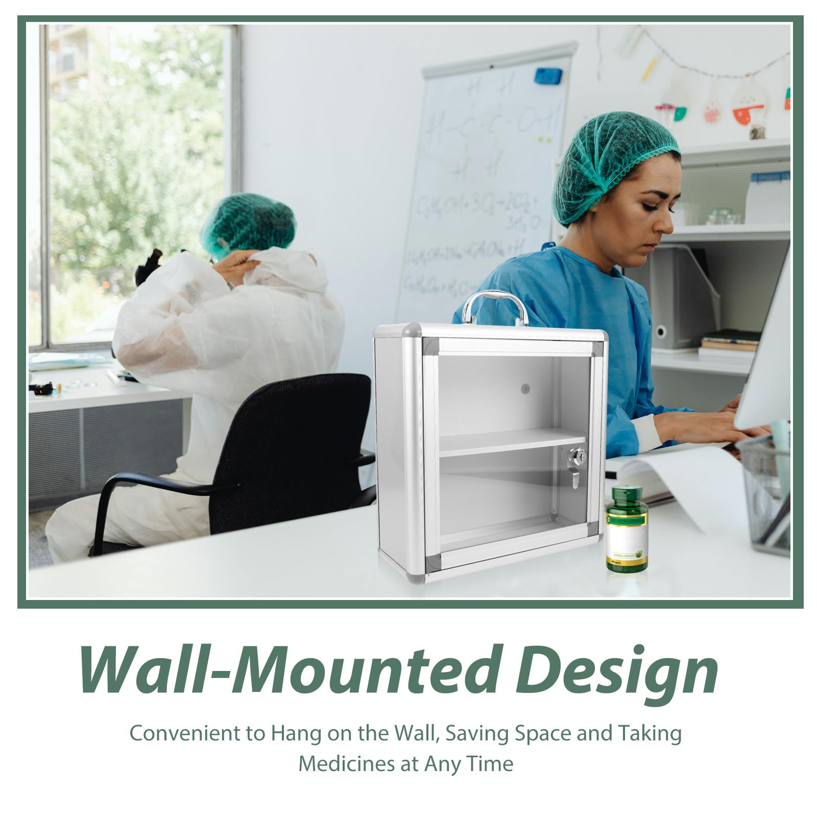 MERRYHAPY Botiquín de Pared Organizador para Almacenamiento de Medicamentos Estantes Ajustables para Uso en Hogar y Oficina