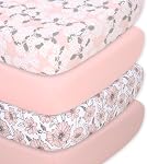 The Peanutshell 4-Pack Organic Fitted Crib Sheet Set - Soft & Breathable Baby Girl or Boy Crib Sheets, 100% Jersey Cotton Nursery Decor, Fit for Standard Mattress Cover- Check