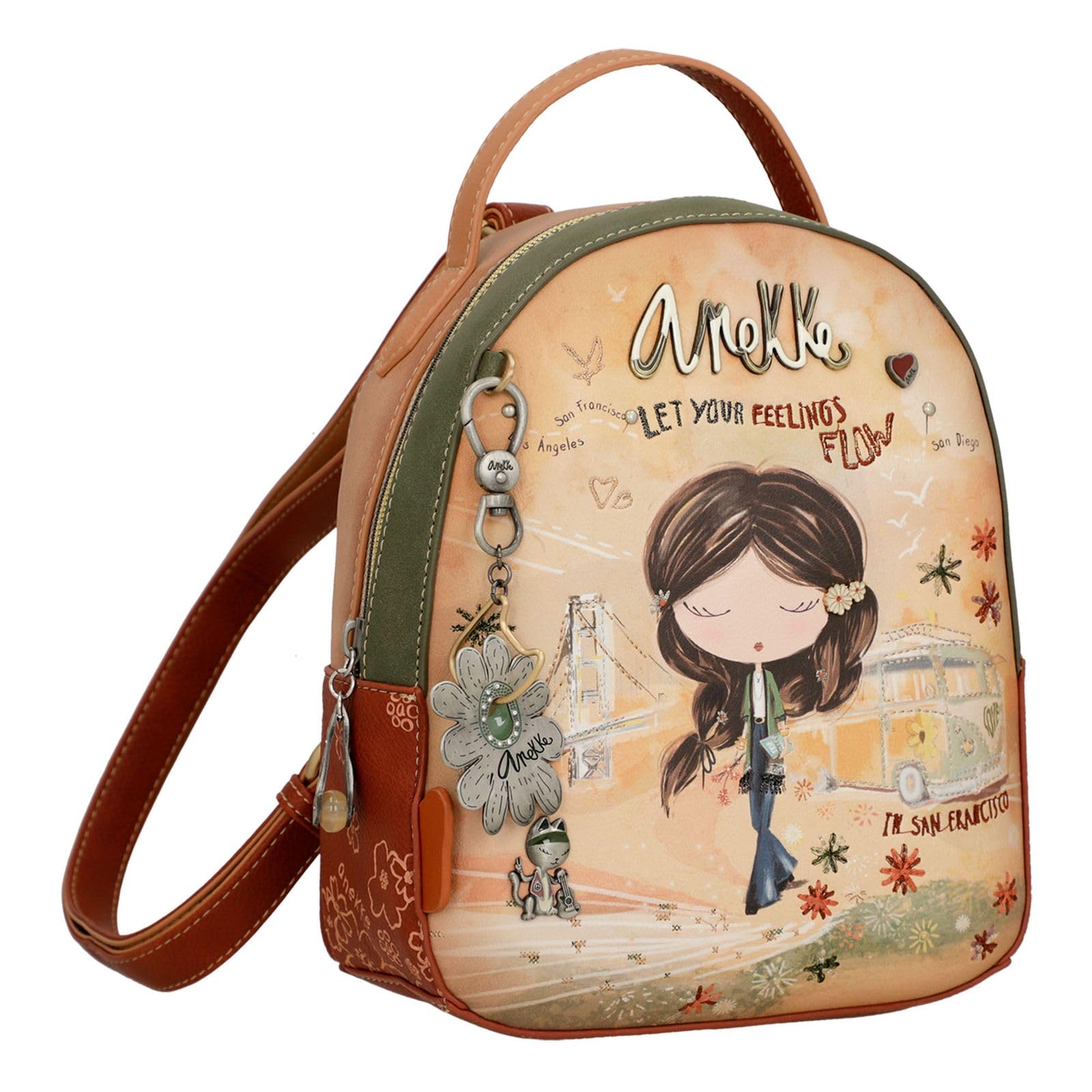 Anekke - Sac à Dos Moyen Pour Femme - Sac à Dos En Similicuir Avec Poignées Et Poches - Design Avec Poignée Shoen