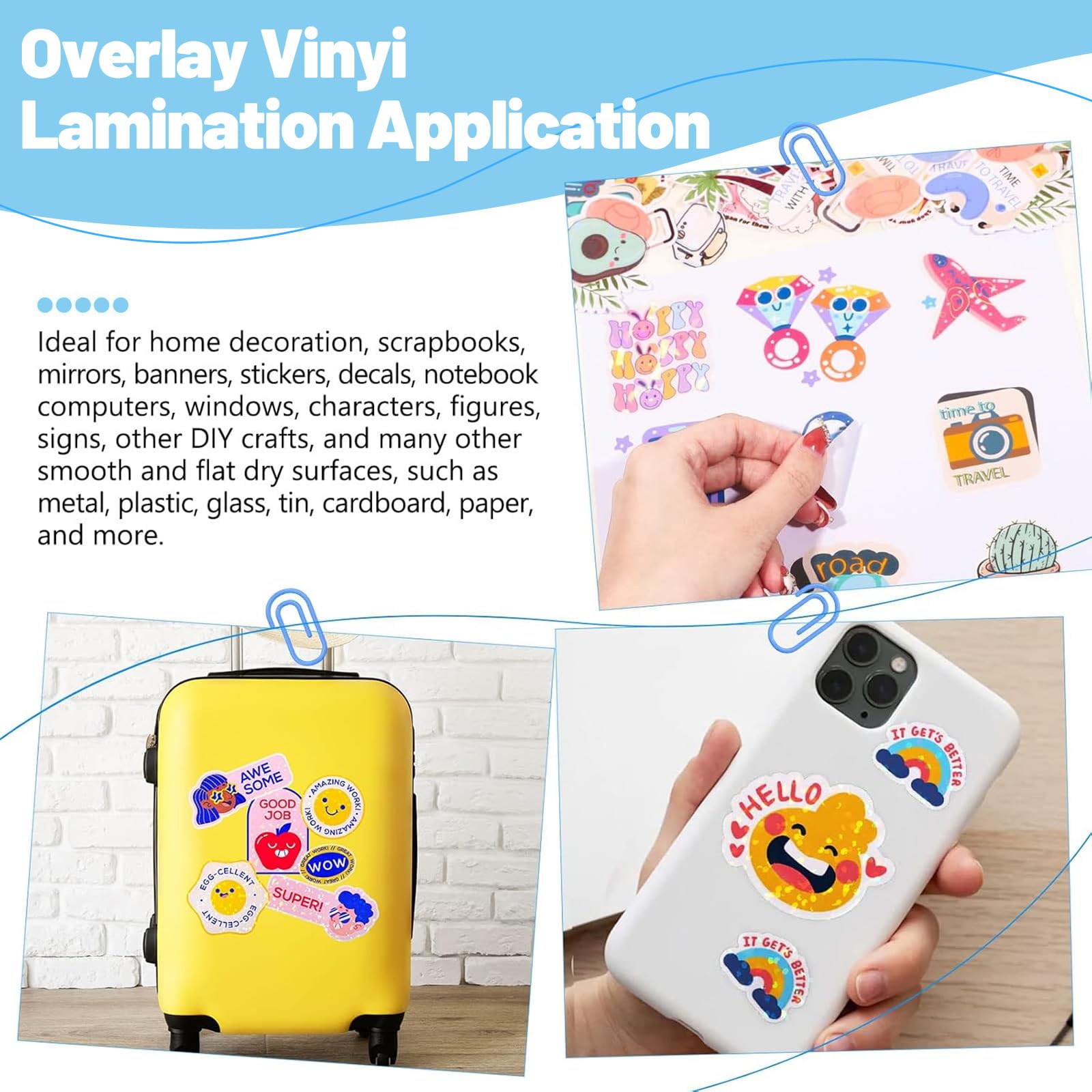 TECKWRAP Carta adesiva olografica, laminazione trasparente, in vinile, bianco opaco, stampabile, 21.6x27.9 cm, formato A4, scrapbooking, taglierine