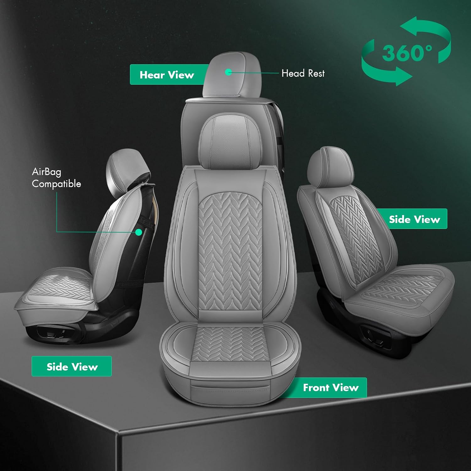 SCITOO Seat Covers,Universal Car Seat Covers Full Setwater-resistant Automotive Seat Covers Vehicle Seat Covers Car Seatshelteror Seat Covers Set for Cars SUV Pick-up Truck Sedan (Full Set, Gray)