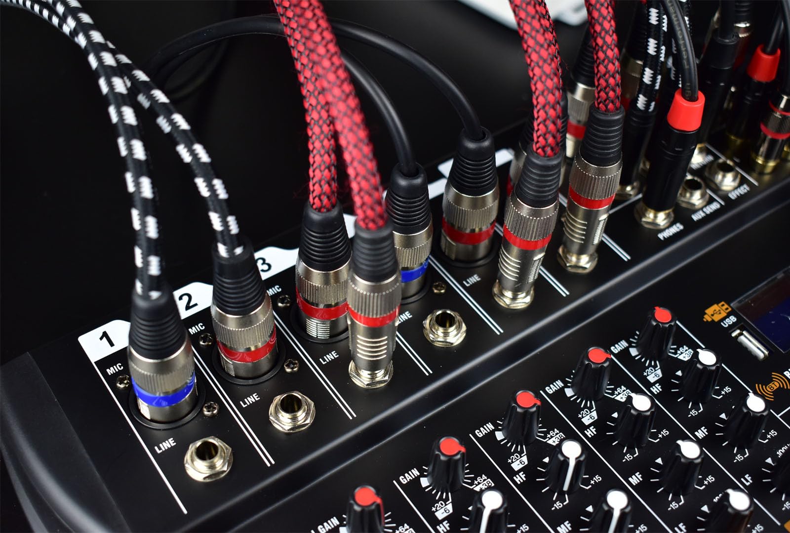 Cavo sbilanciato TS maschio a XLR femmina, cavo mono da 6,35 mm a XLR a 3 pin, schermatura OFC, nylon intrecciato, colore rosso, per mixer/amplificatore/interfaccia audio, confezione da 2