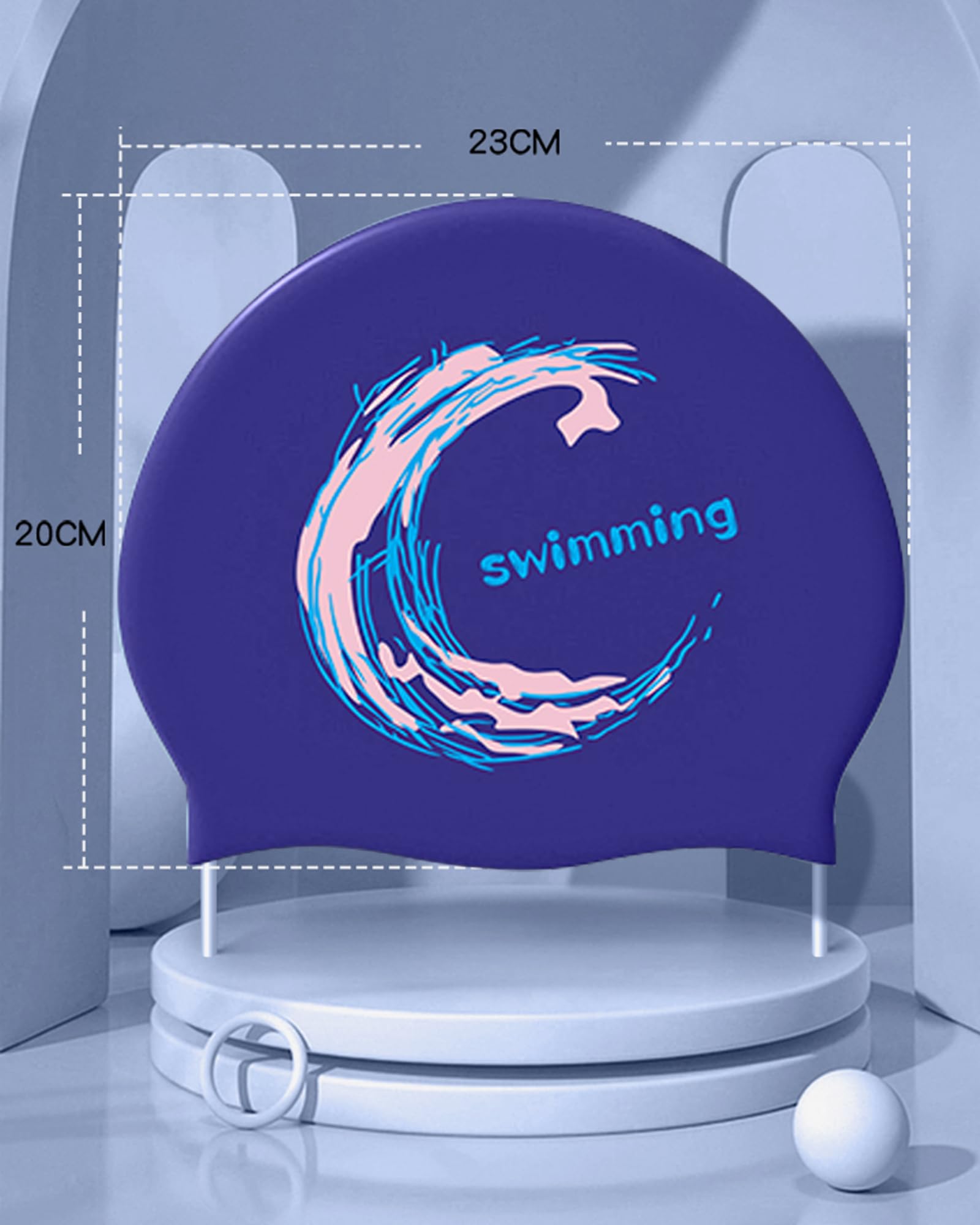 Swimming Cap - Silicone Swim Cap for Women Men Adults Teenagers (Navy Blue) - Image 4