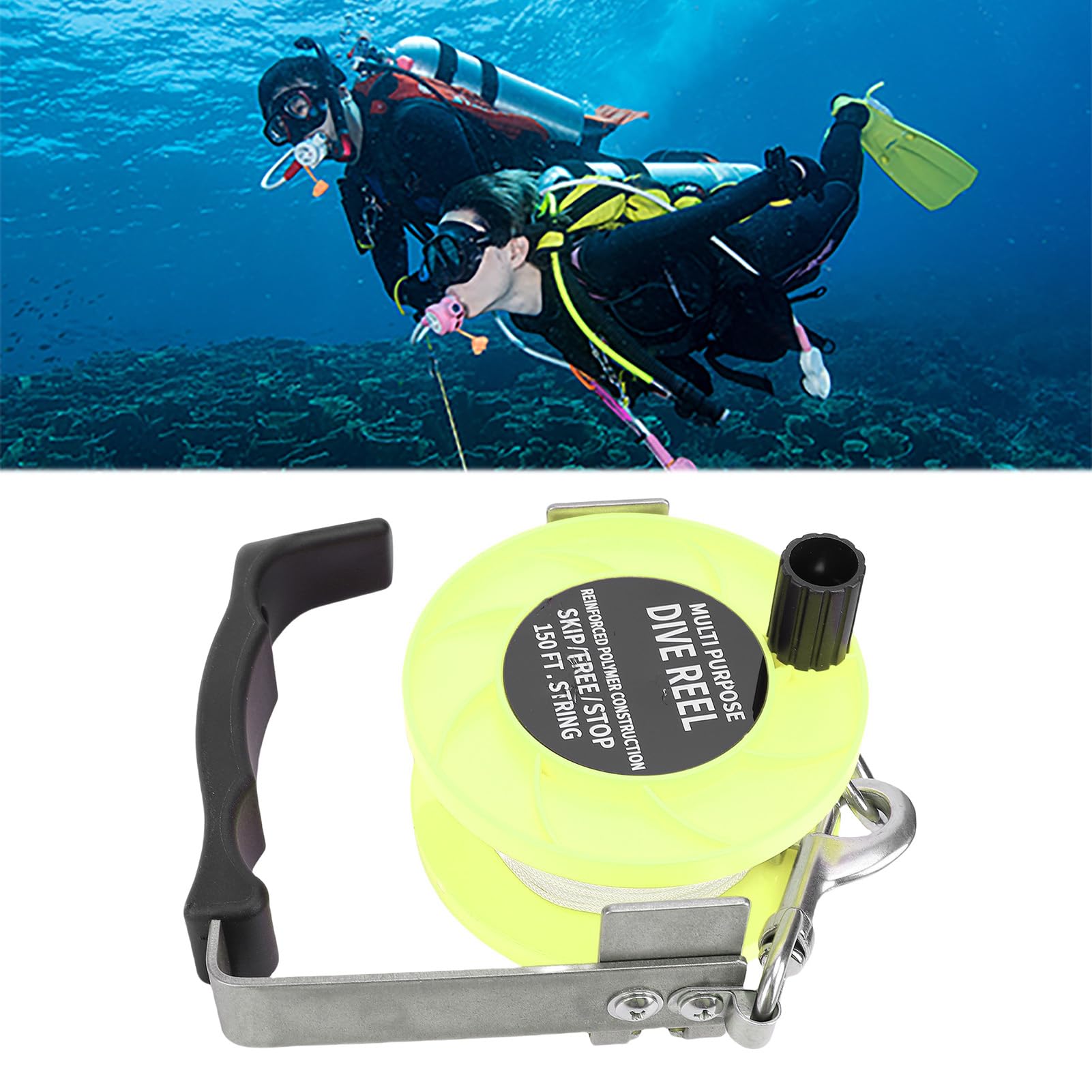 Domary Scuba Dive Reel 150FT Durable White Line with Handle for