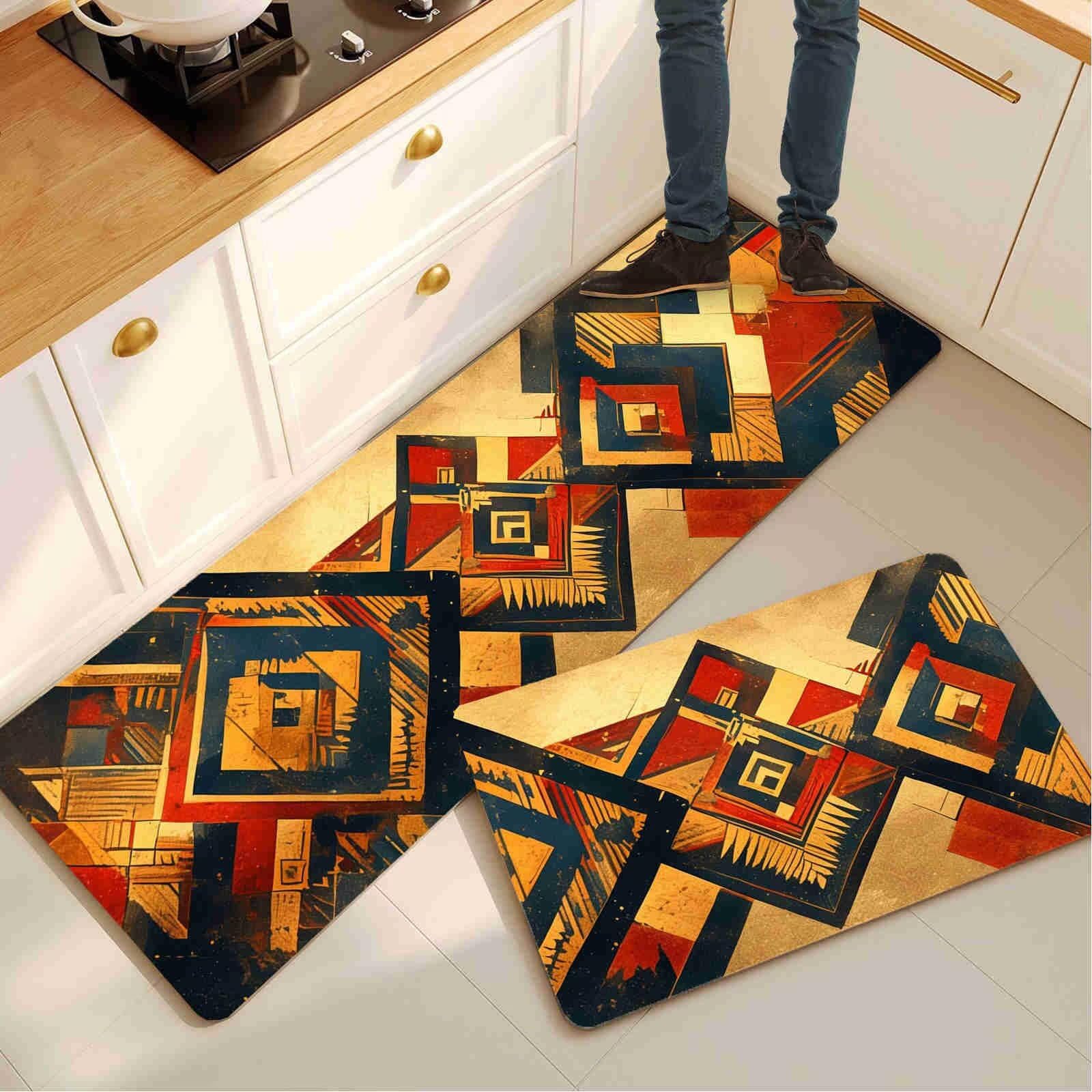 Tapis de sol absorbant tapis couloir et cuisine lot de 2 antidérapant lavable cream 90x270cm