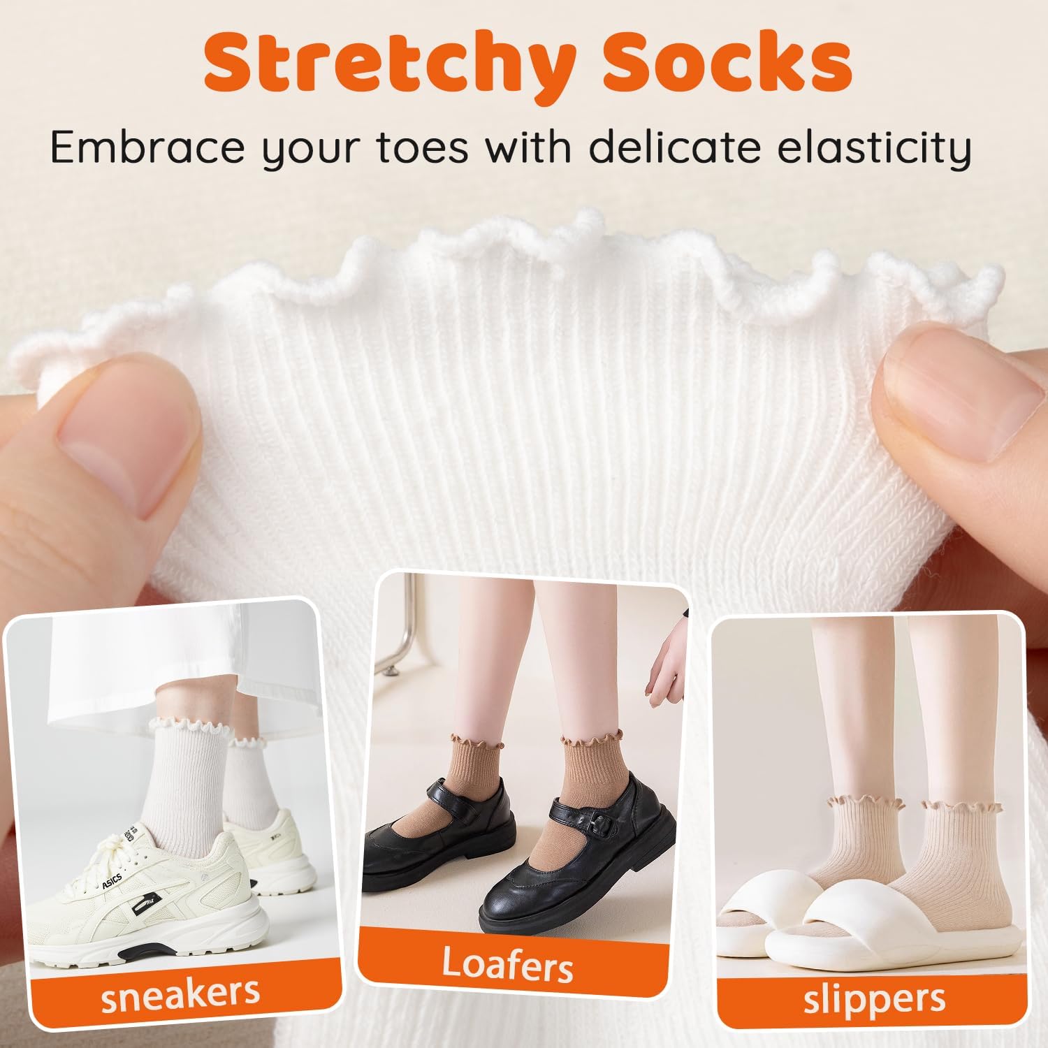 HONGTEYA 6 Pairs Womens Ruffle Socks Casual Cute Ankle Socks Soft Breathable Cool Frilly Crew Socks for Women Girls - Image 4