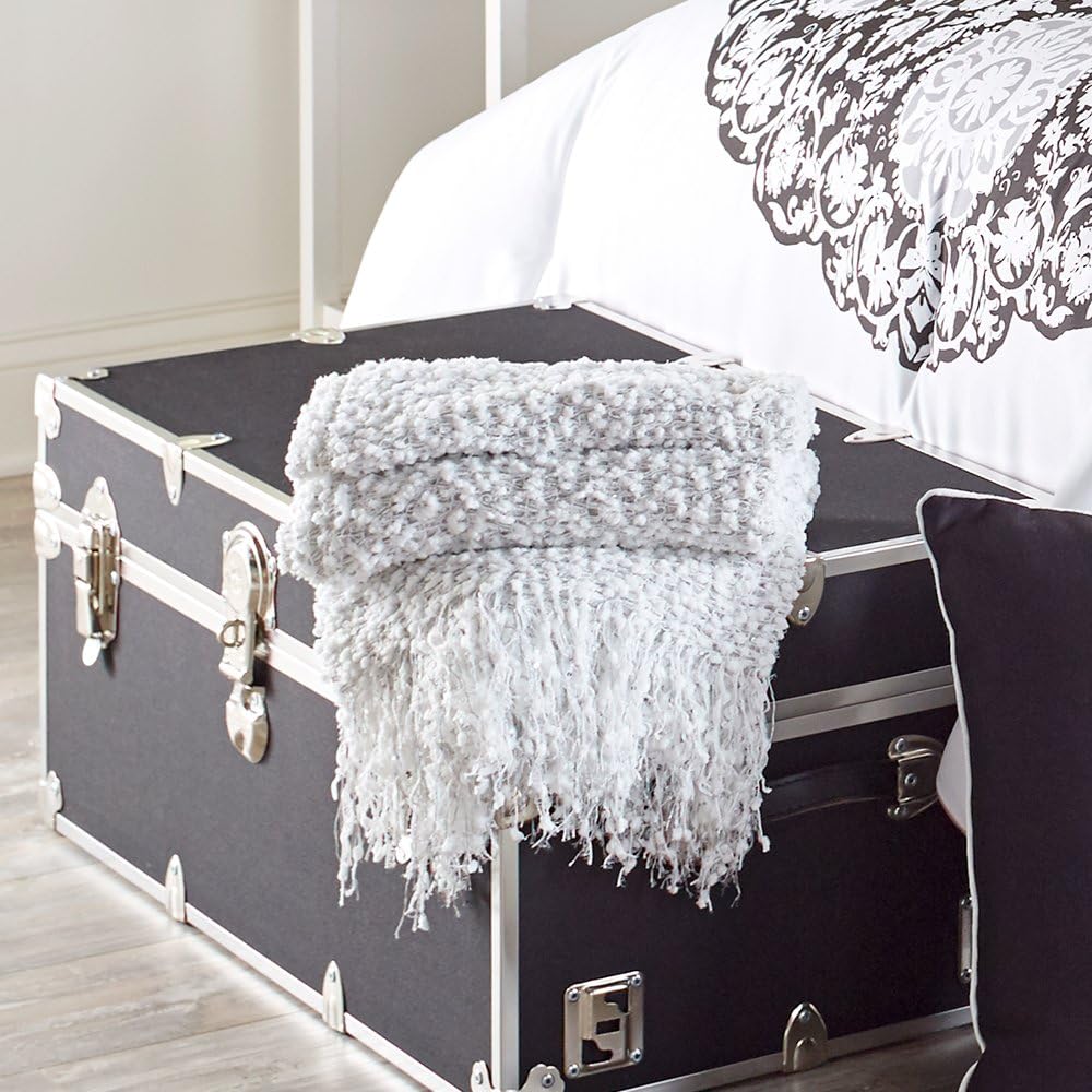 OCM Danette Sequined Fringe Throw in Silver by Thro by Marlo Lorenz