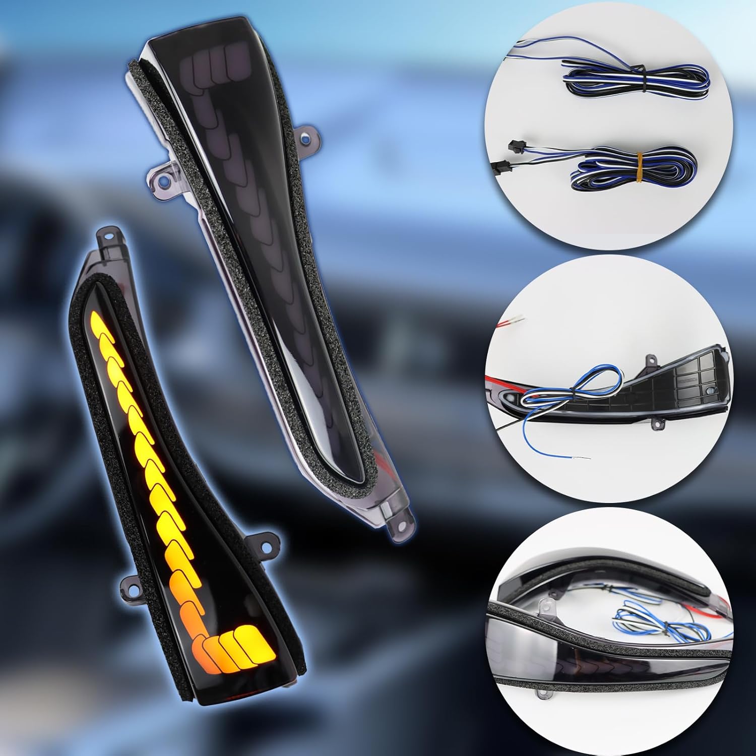 Side Mirror Light Led Turn Signal Dynamic Sequential Blink Car Lights Running Indicator Marker Lamps Compatible with Infiniti Q50 Q60 Q70 QX30 QX50 for Nissan Skyline (Smoked lens)
