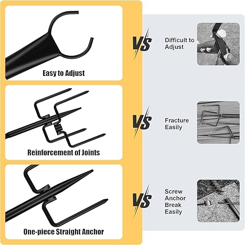 Miniatura 3 de Postes de luz de cadena con ganchos, paquete de 4 postes de luz de metal de 8.5 pies para tira de luces al aire libre con tenedor de 5 puntas para