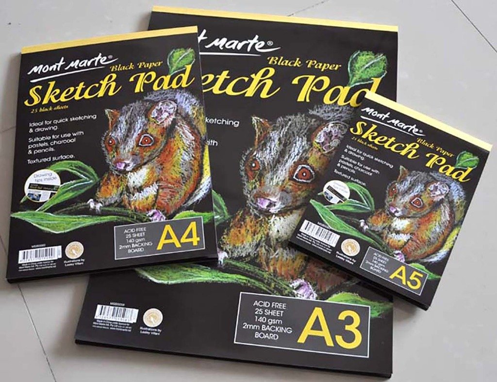 Mont Marte PAP0019 Skizzenblock, 25 Blatt, 140 g/m², A4, Ölpastell, Buntstift, Kohlepapier