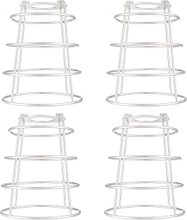 Dysmio Lighting 2-1/4-Inch White Vintage Industrial Lamp Cage Neckless Metal Shade with Open Bottom for Ceiling Pendant Lights -4 Pack