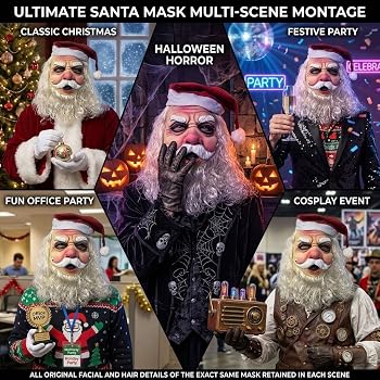Amazon.com: x-merry toy Scary Santa Claus Latex Headgear Creepy