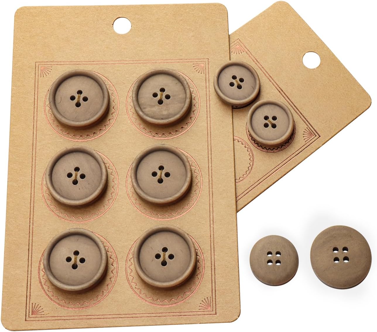 LTWHOME INOTIONSTYLE Oeko-TEX® Standard 100 Recycled Buttons Set Eco-Friendly 20/25mm 4-Hole Buttons for Sweater Brown 16 Pcs ATCK00002K
