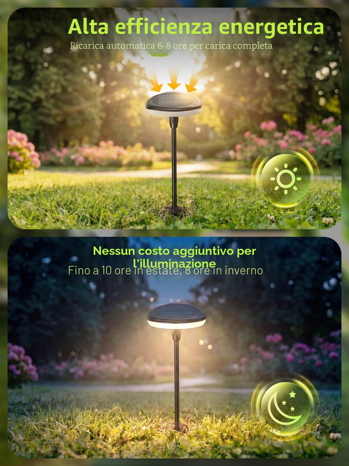 Luci Solari da Giardino 4 Pezzi, per Esterno Cortile, Prato,Terra | Bianco Caldo Lampada Solare da Esterno con 1000mAh, LED Luci Solari Giardino 34 lumen, IP65 Impermeabile