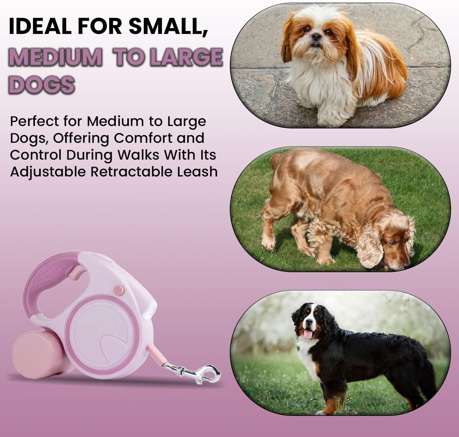 Laisse rétractable pour chien avec lampe de poche et distributeur, la laisse rétractable pour chien est parfaite pour une promenade sûre et confortable avec votre animal de compagnie – Convient pour