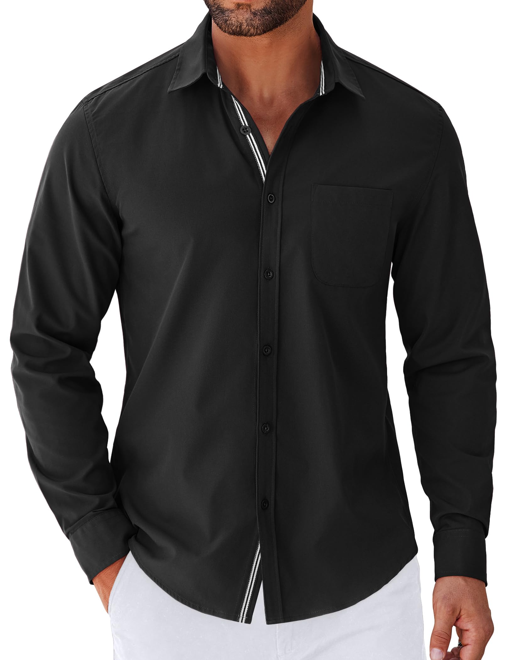 COOFANDY Hemd Herren Langarm Freizeithemden Business Casual Hemden | Bügelfrei Hemd, Regular Fit, Button Down Hemd, Männer Langarmhemd, Anzugshemd mit Brusttasche, Hochzeit Hemd