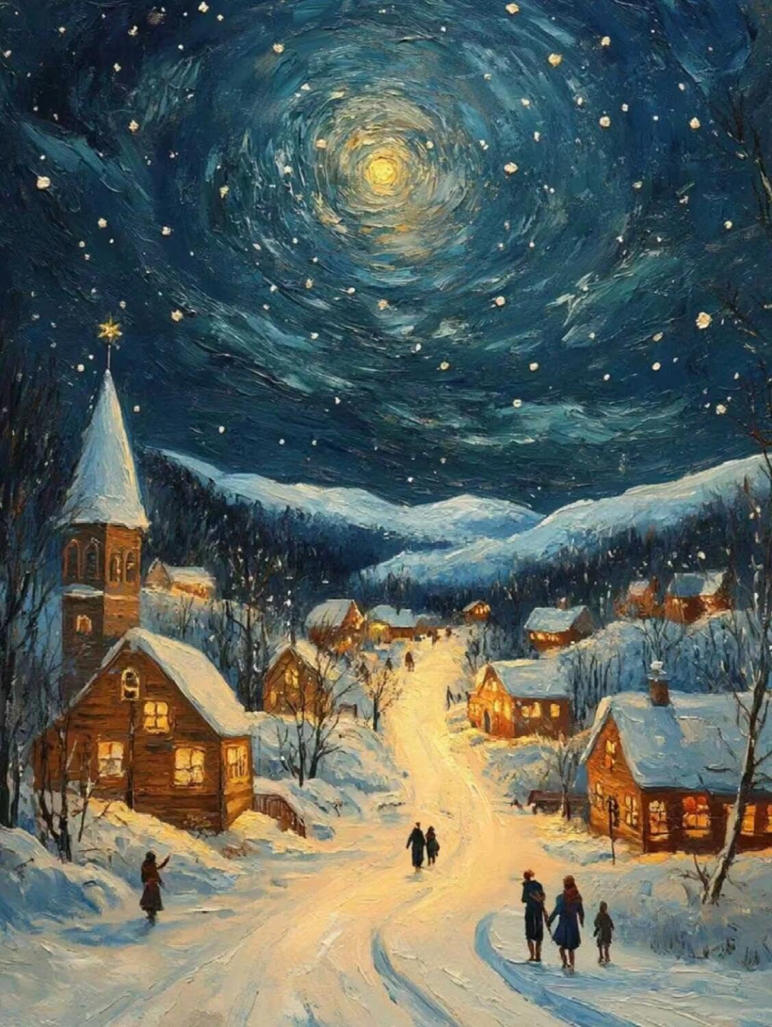 Rqwybcaxn Bead Embroidery Kits Starry Sky and Town 40x50cm