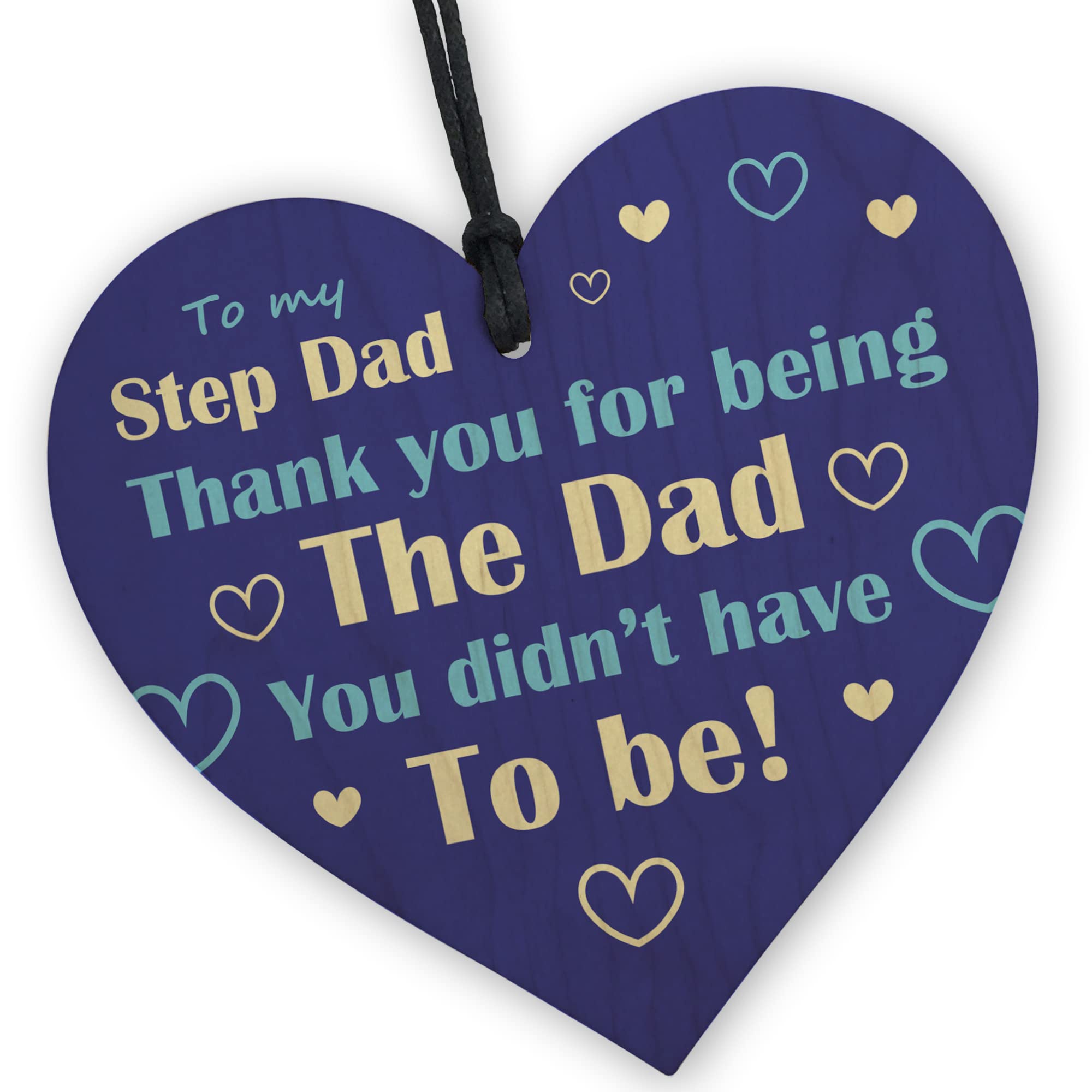 Red Ocean Stepdad Gifts From Daughter Son Wood Heart Fathers Day Birthday Novelty Thank You Gift For Step Dad