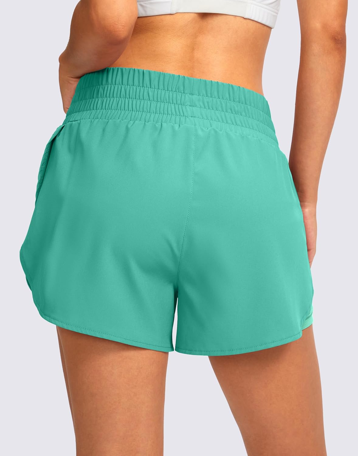 Soothfeel Women's 2 in 1 Running Shorts High Waisted Athletic Shorts Exercise Gym Workout Shorts for Women with Pockets - Image 3