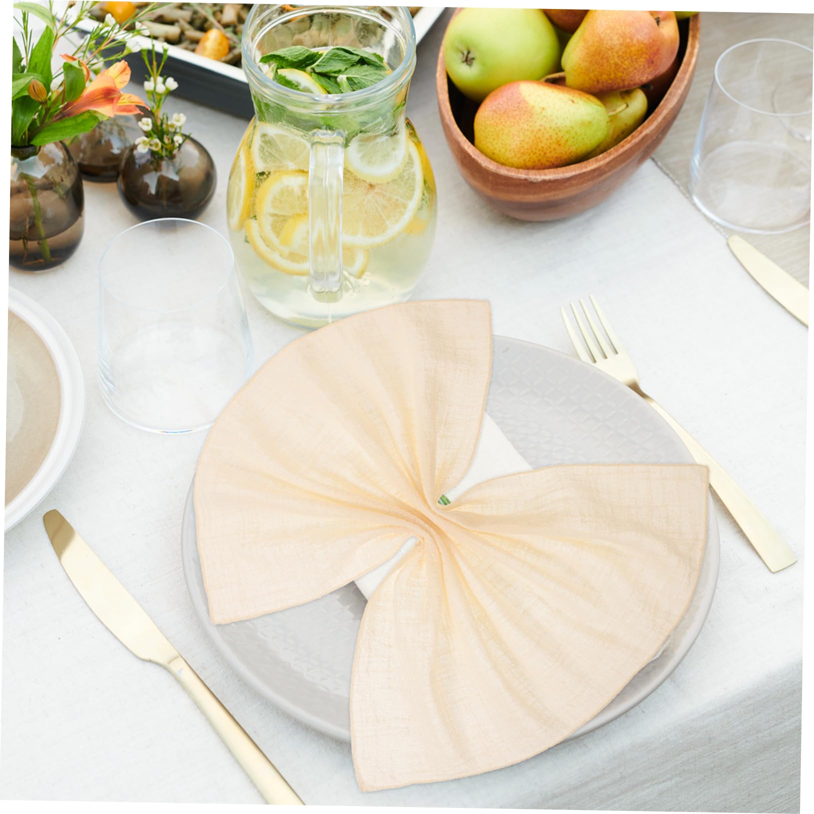 Tovaglioli in Cotone e Lino Beige 10 Pezzi per Cena e Tavola | Morbidi e Lavabili, per Matrimoni e Riunioni Familiari, Formato 16, 5x16, 5 Pollici