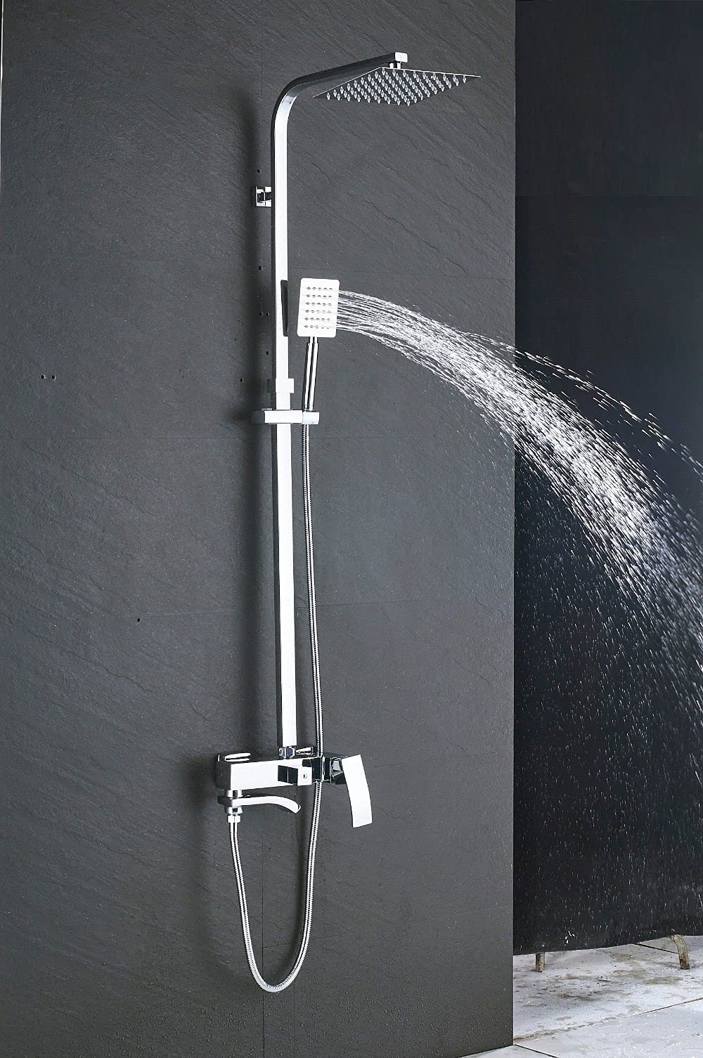 Robinet de douche en laiton massif avec cascade et ciel de pluie ultra-mince