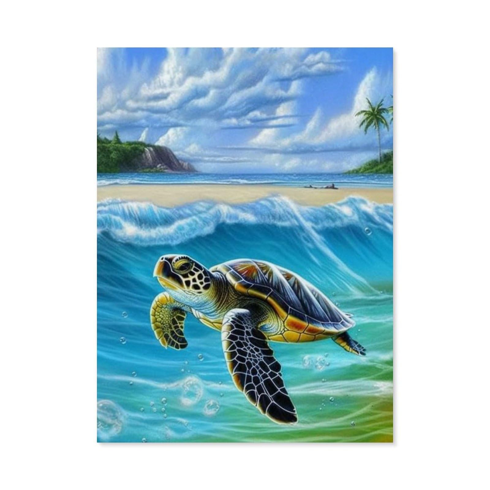 Paint by Numbers for Adults，Sea Turtle, Animal，DIY Paint by Numbers Kits for Adults Kids on Canvas with Brushes and Acrylic Pigment Oil Painting Kits Home Decor Gift(20x30cm)7.8x11.8 inches-C37 — image 1