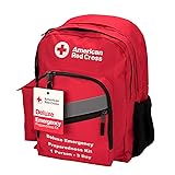 American Red Cross Officially Licensed Product | 3-Day Emergency Preparedness Deluxe Backpack | 72 Hour Survival Supplies for 1 Person | Water, Phone Charger, Blanket, Food