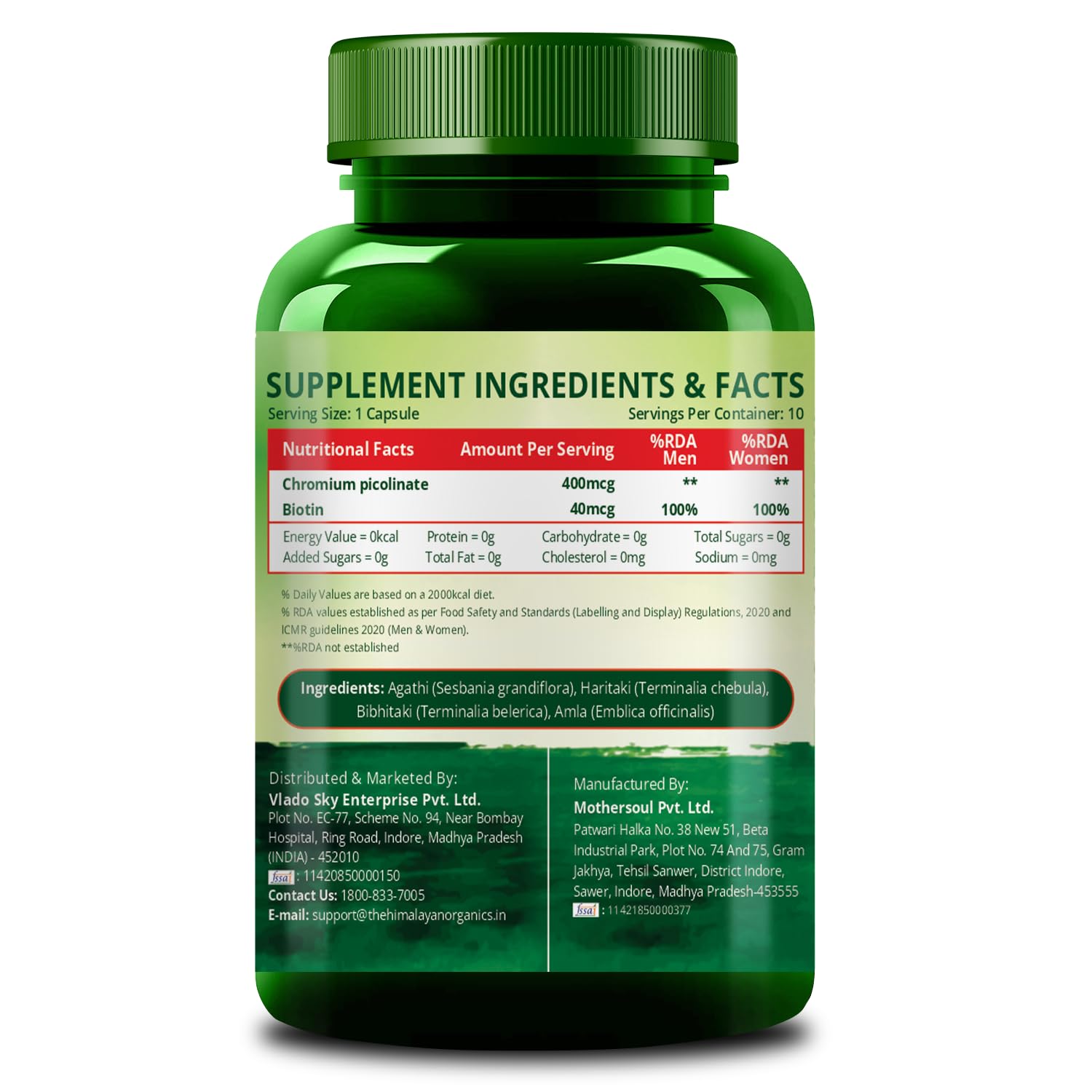 Vlado’s Himalayan Organics Chromium Picolinate 400mcg - 10 Veg Capsule 1