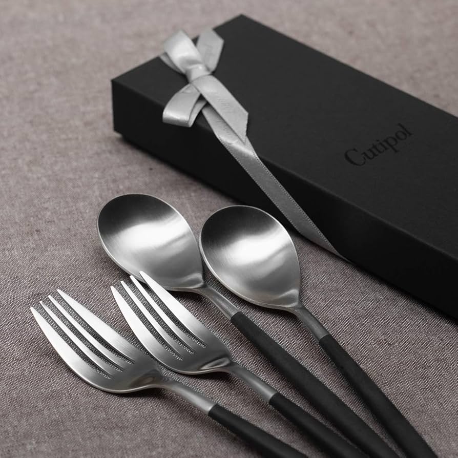 【クチポール】　スプーン　フォーク　ナイフ　ブラック＆シルバー　収納袋付き Amazon | 正規品 クチポール(Cutipol) MIO ミオ ブラック/マット