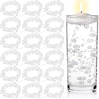 Vista 1 de Hicarer Cadena de perlas de 157 pies con 24 cuerdas para velas flotantes, perlas de imitación como relleno de jarrón, ideal para bodas, fiestas